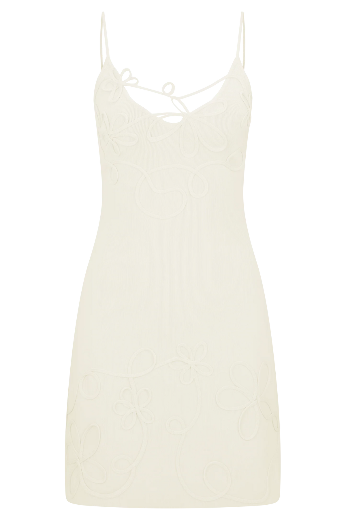 Meshki Brullo Embroidery Knit Mini Dress - Ivory