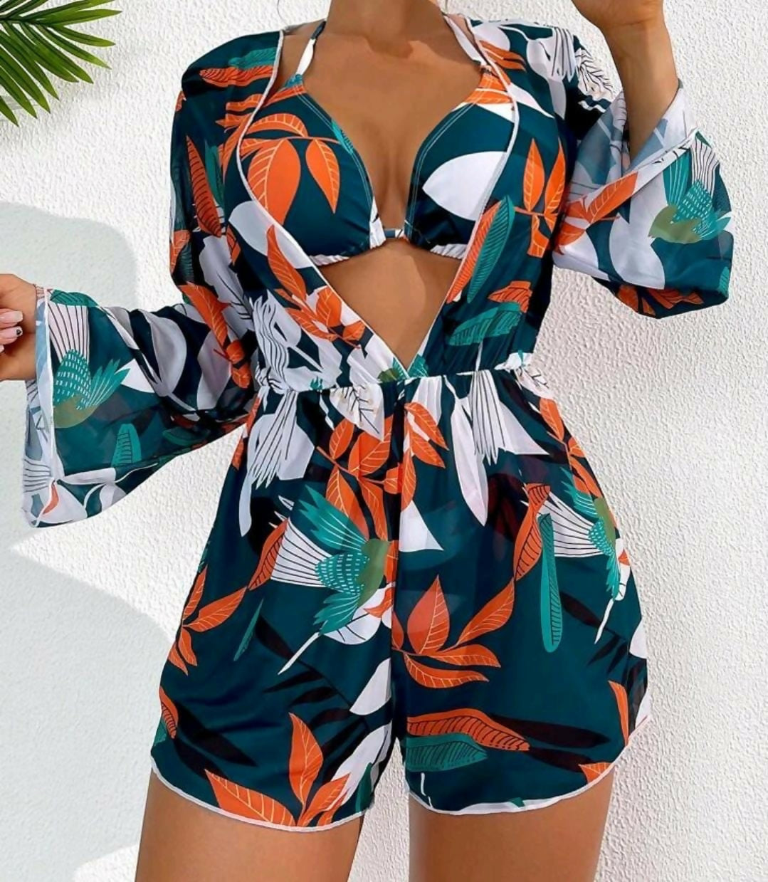 Tropical Print Beach CoverUp