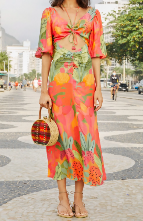 Farm Rio Sweet Forest Lenzing Ecovero Viscose Midi Dress