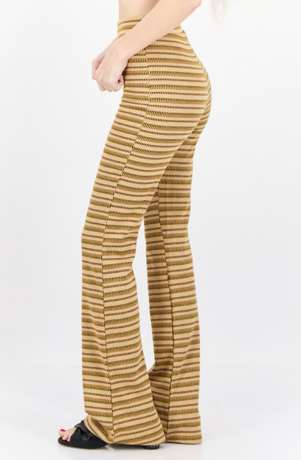Bershka Striped Knit Flare Trousers