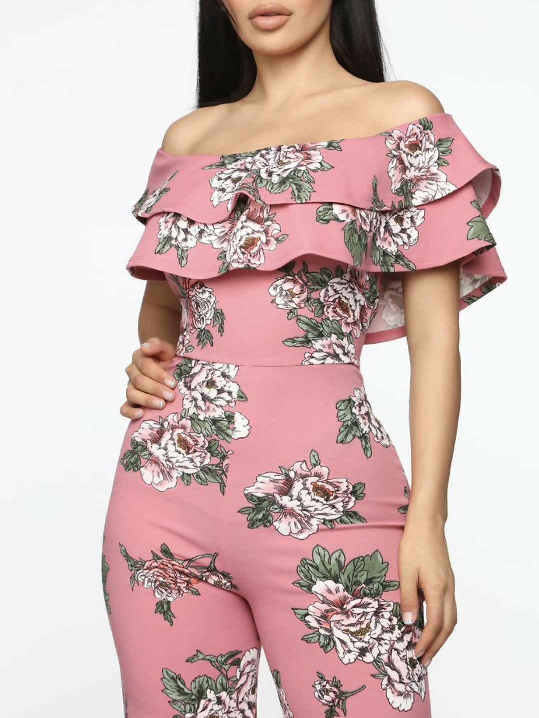 (NEW) Fashion Nova Floral Off-Shoulder Jumpsuit