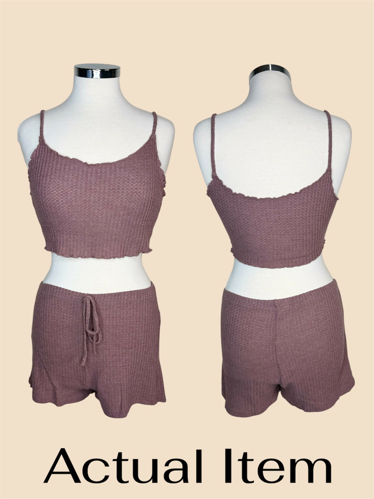 SHEIN EZwear Waffle Knit Cami Top & Shorts Set