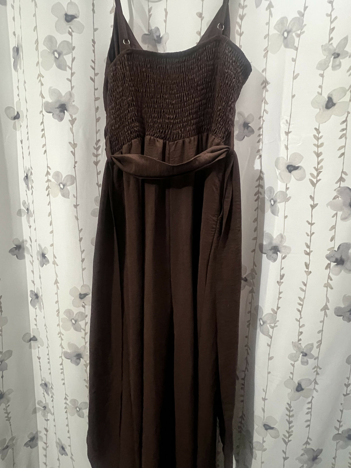 Chocolate Brown Tie-Waist Jumpsuit