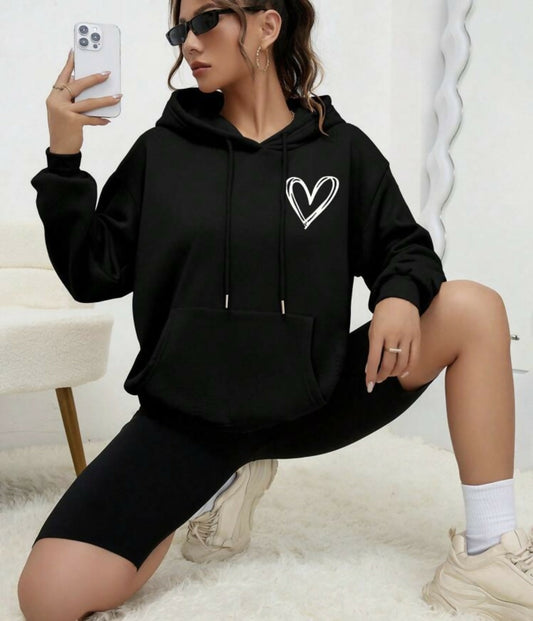 Heart Print Hoodie