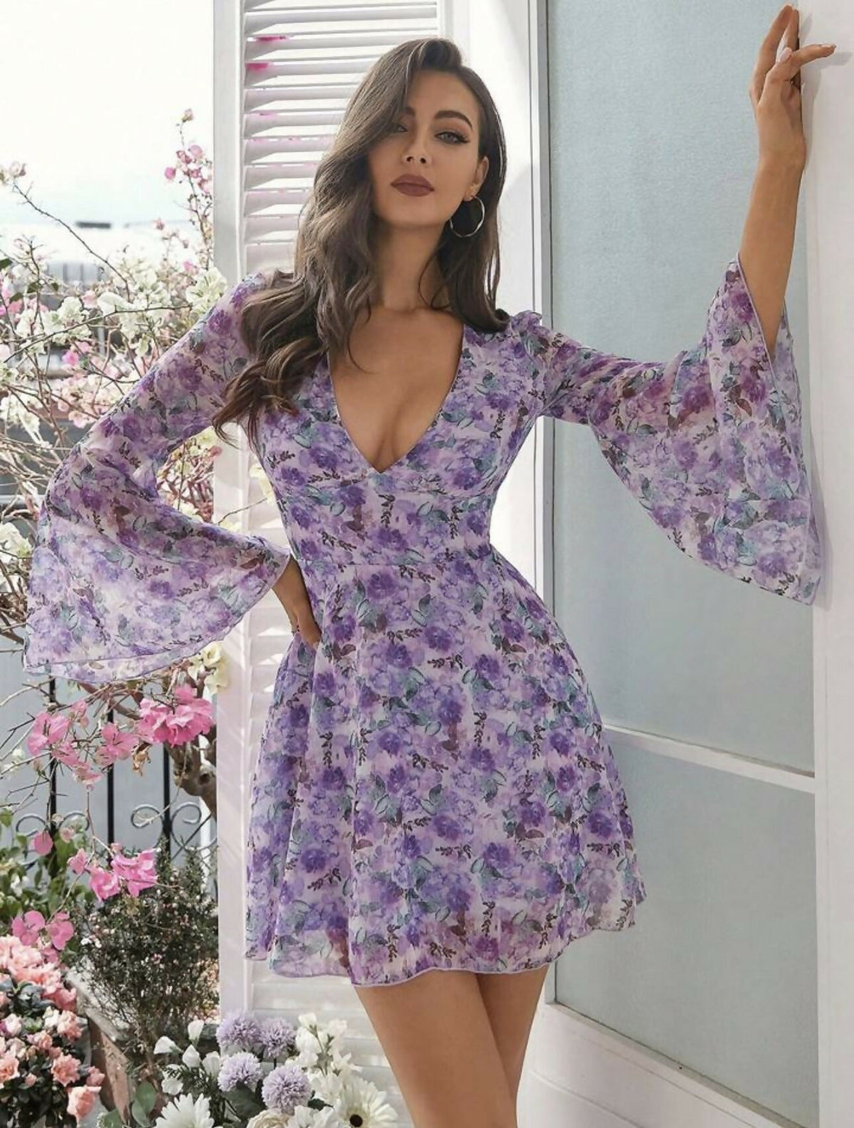 Lavender Bloom Mini Dress