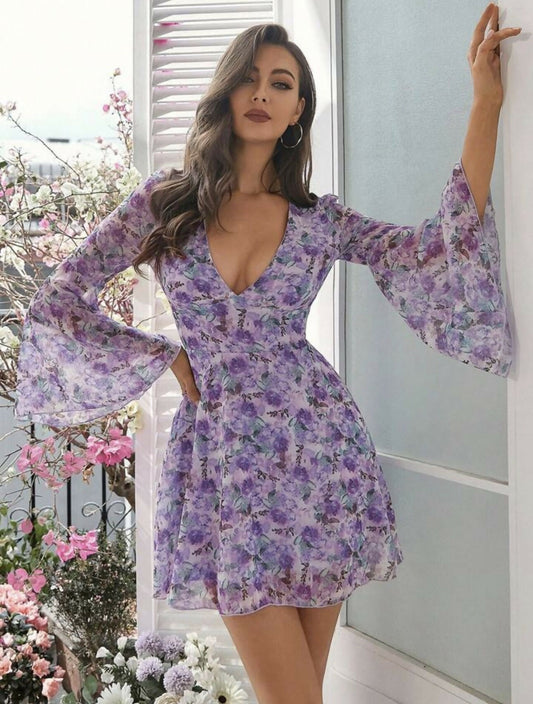 Lavender Bloom Mini Dress