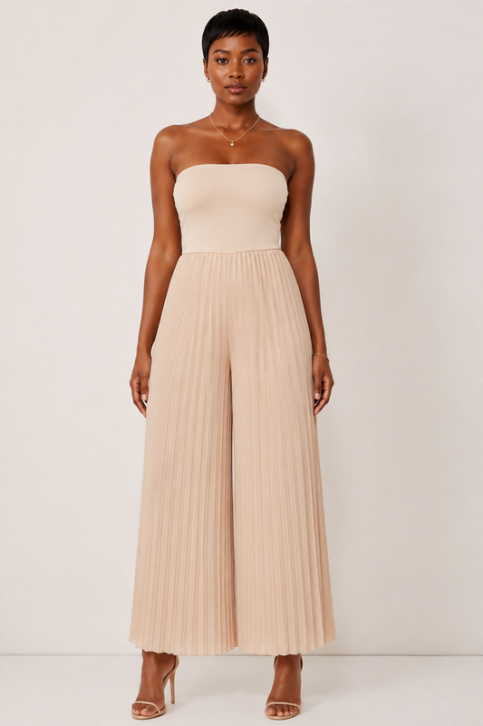 Pleated Tubed Strapless Rompa