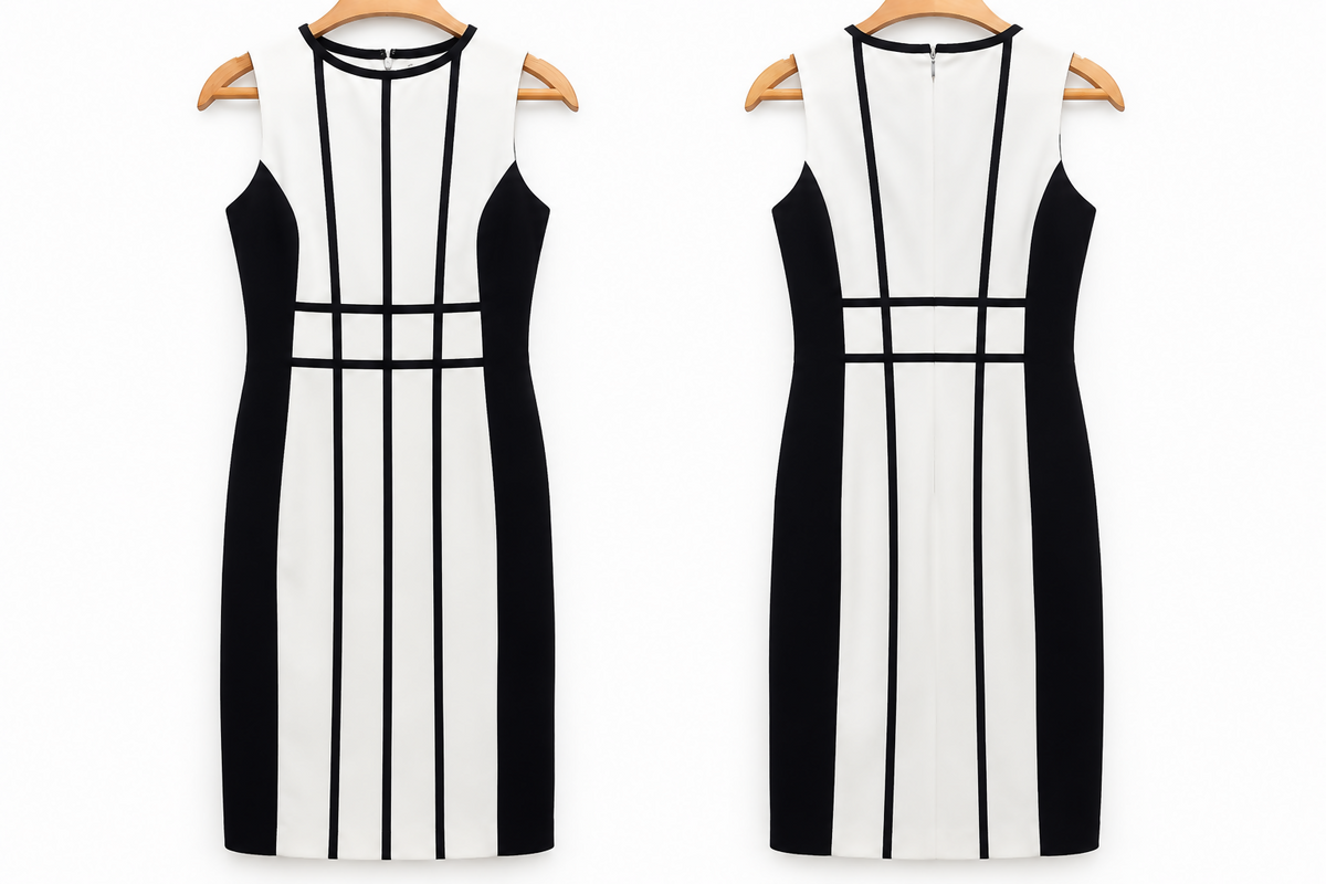 Calvin Klein Black & white Sheath Dress – Size 0P (Petite)