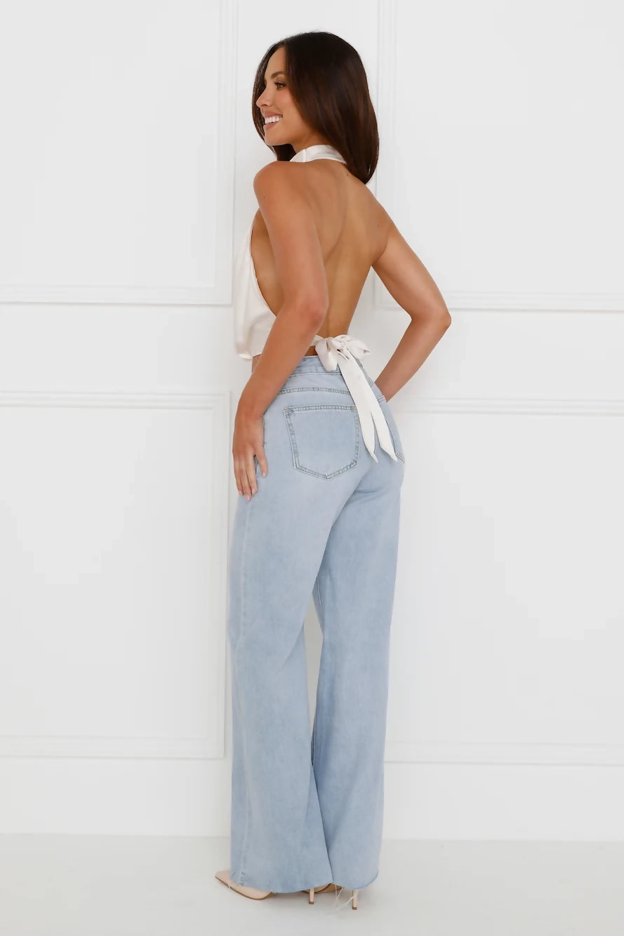 Hello Molly PIPPIN SATIN HALTER CROP TOP