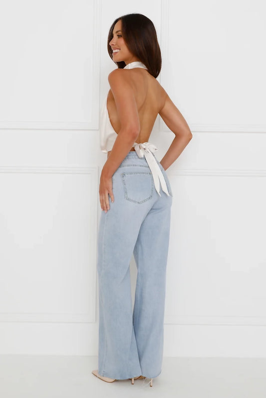 Hello Molly PIPPIN SATIN HALTER CROP TOP