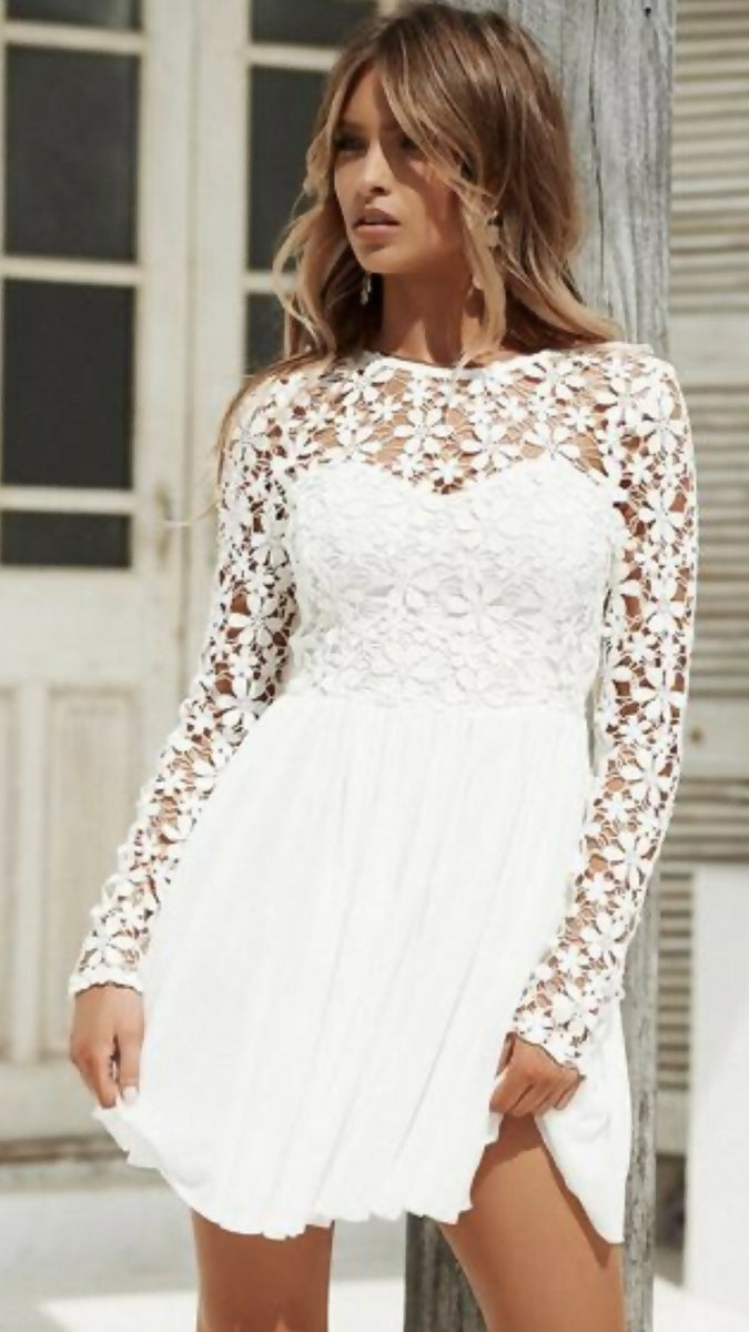 Crochet Daisy Lace Skater Dress