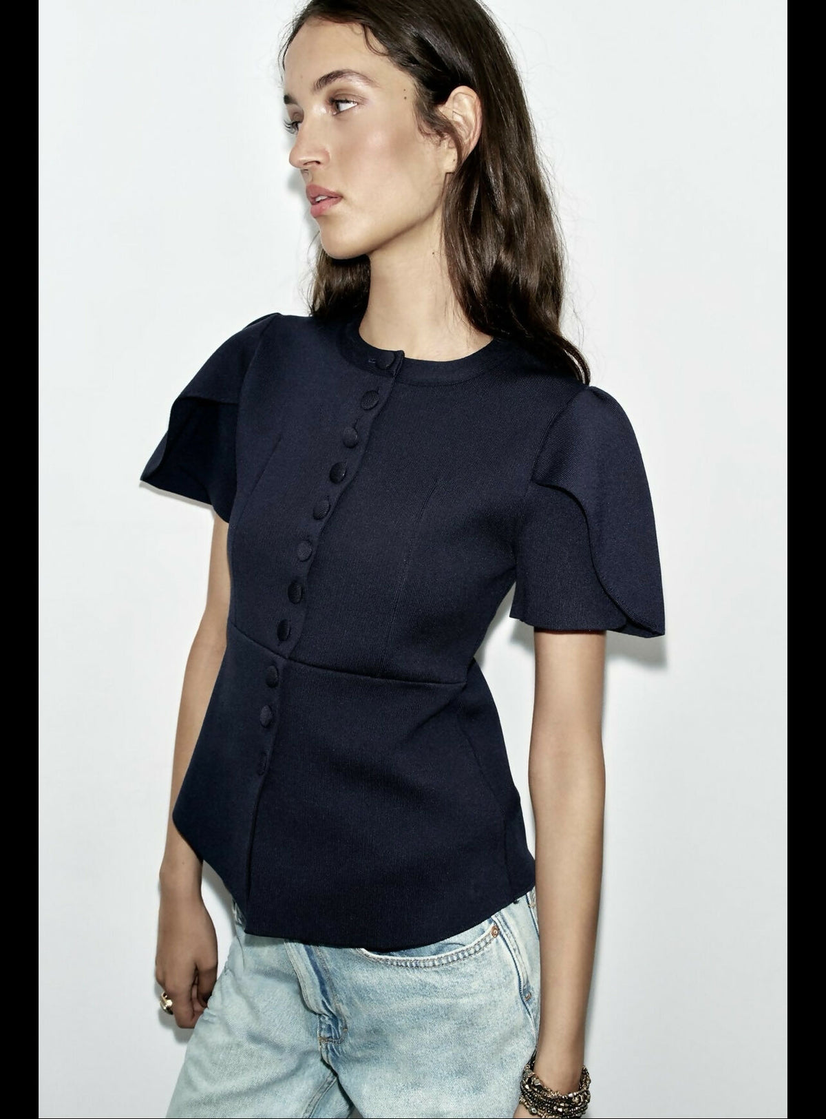 ZARA PUFF SLEEVE CARDAGIN WITH SLITS