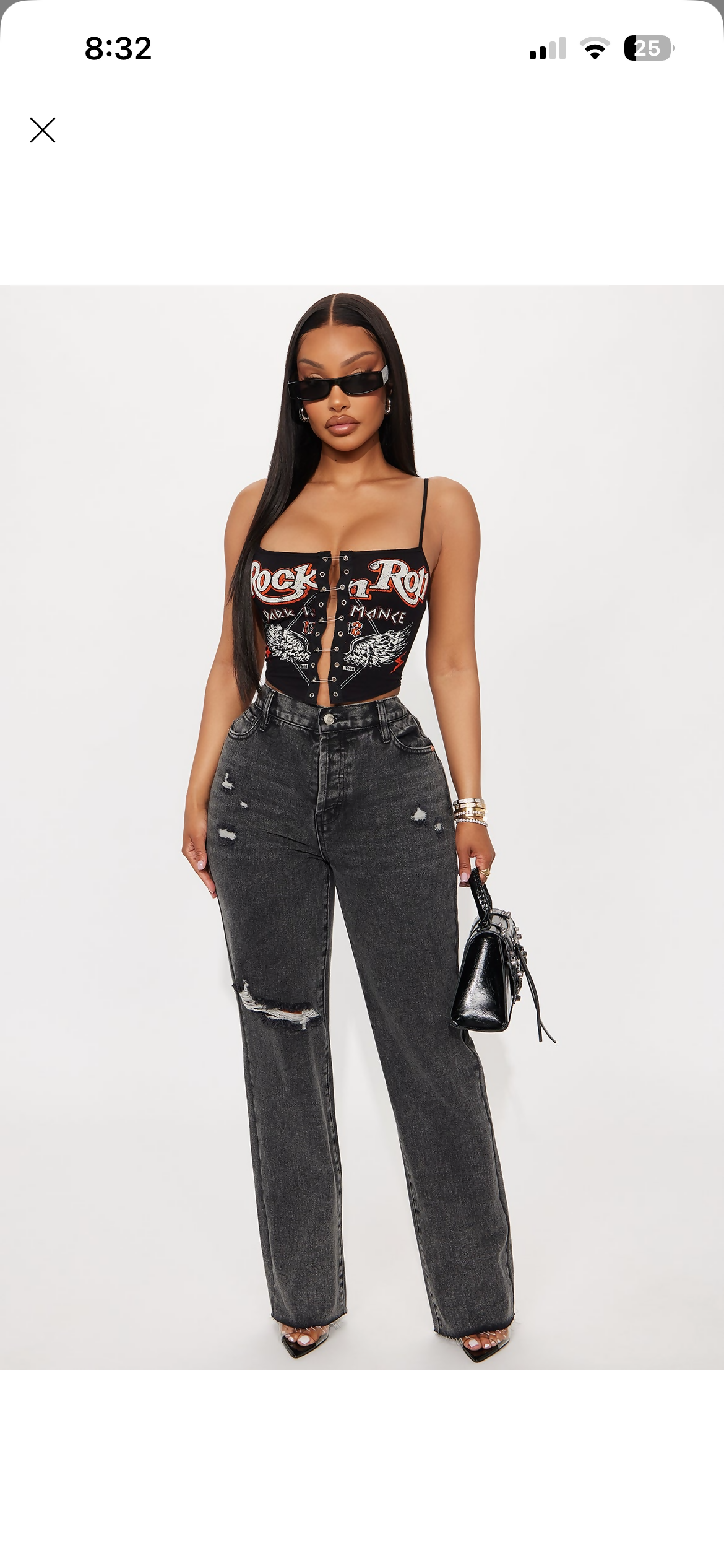 Fashion Nova 90s ripped straight leg jeans black wash