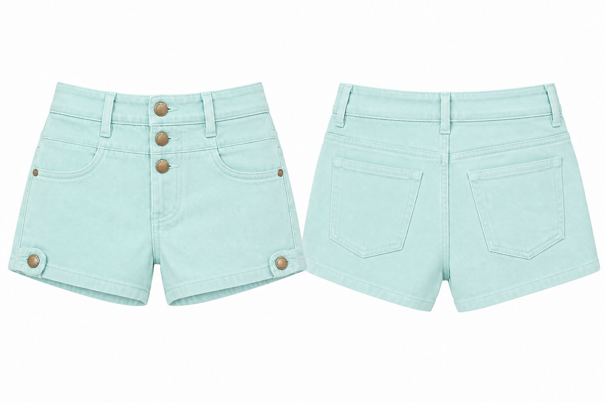 Pastel Mint Denim Shorts
