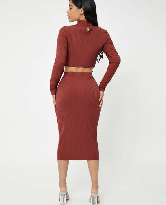 SHEIN Ribbed crop top and pencil skirt