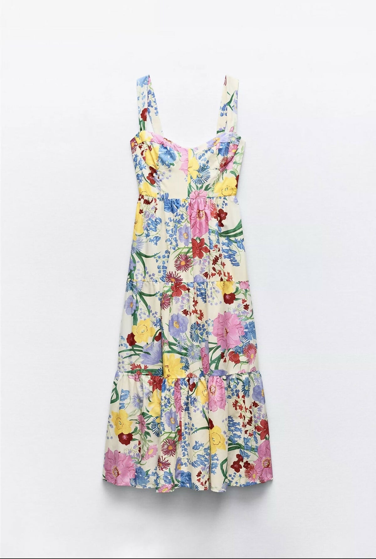ZARA FLORAL PRINT MIDI DRESS