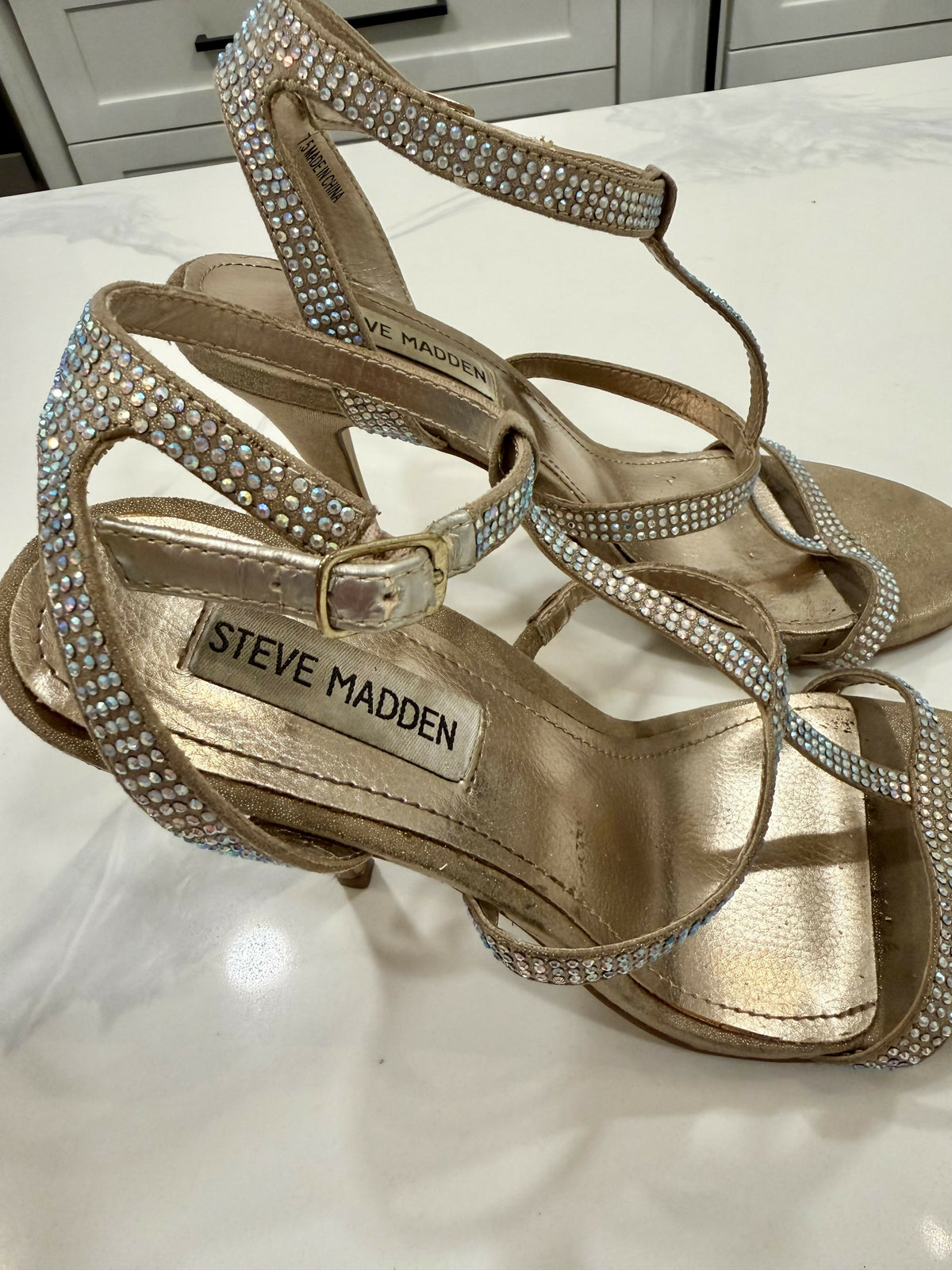 Steve Madden Gold Strappy Stilettos