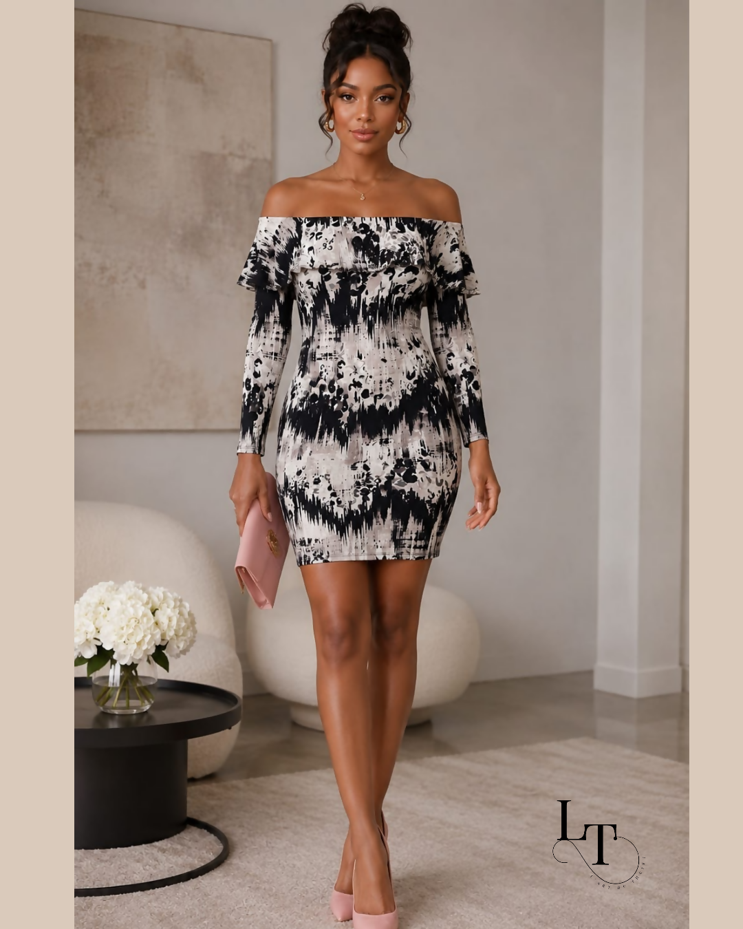 Off-Shoulders Cocktail-Ready Dress
