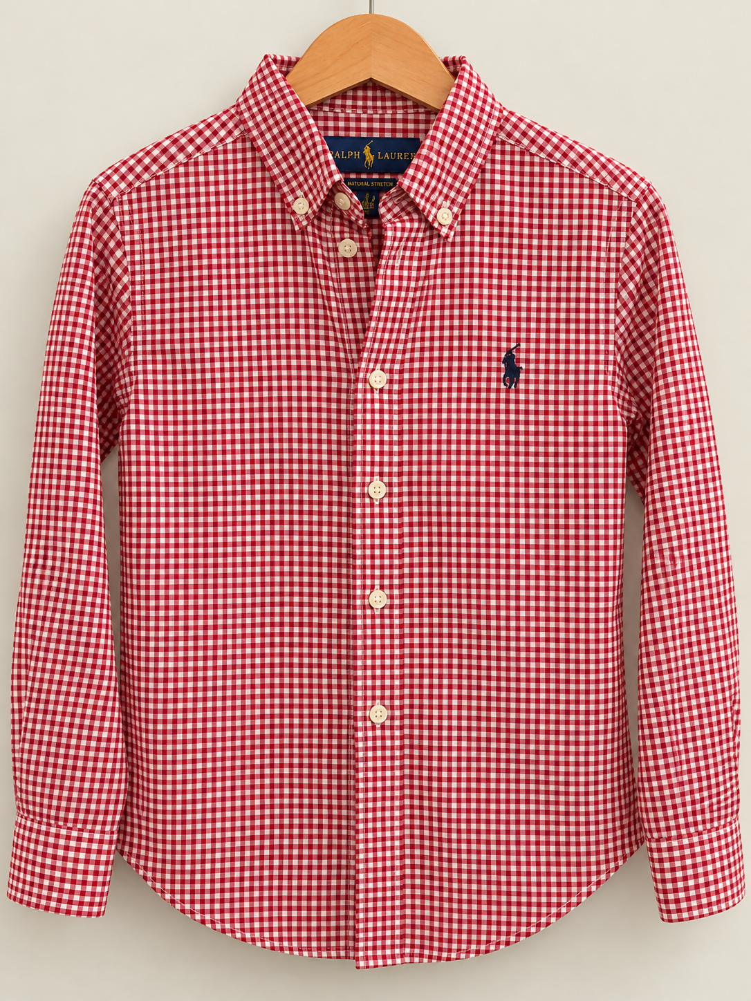 Polo Ralph Lauren Boys’ Red & White Gingham Shirt – Size M (10–12)