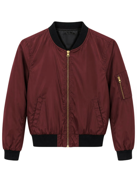 Burgundy Bomber Jacket – Size S