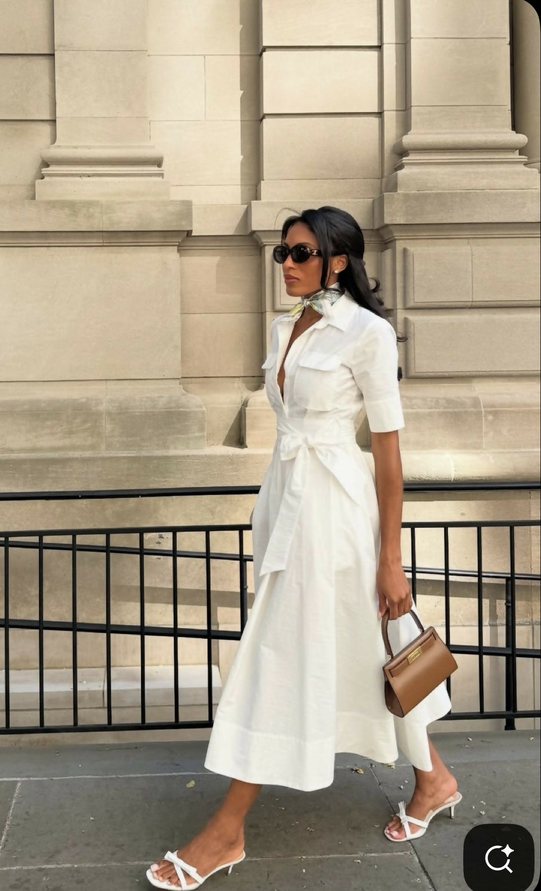 ZW ZARA Collection Poplin Midi Belted Dress