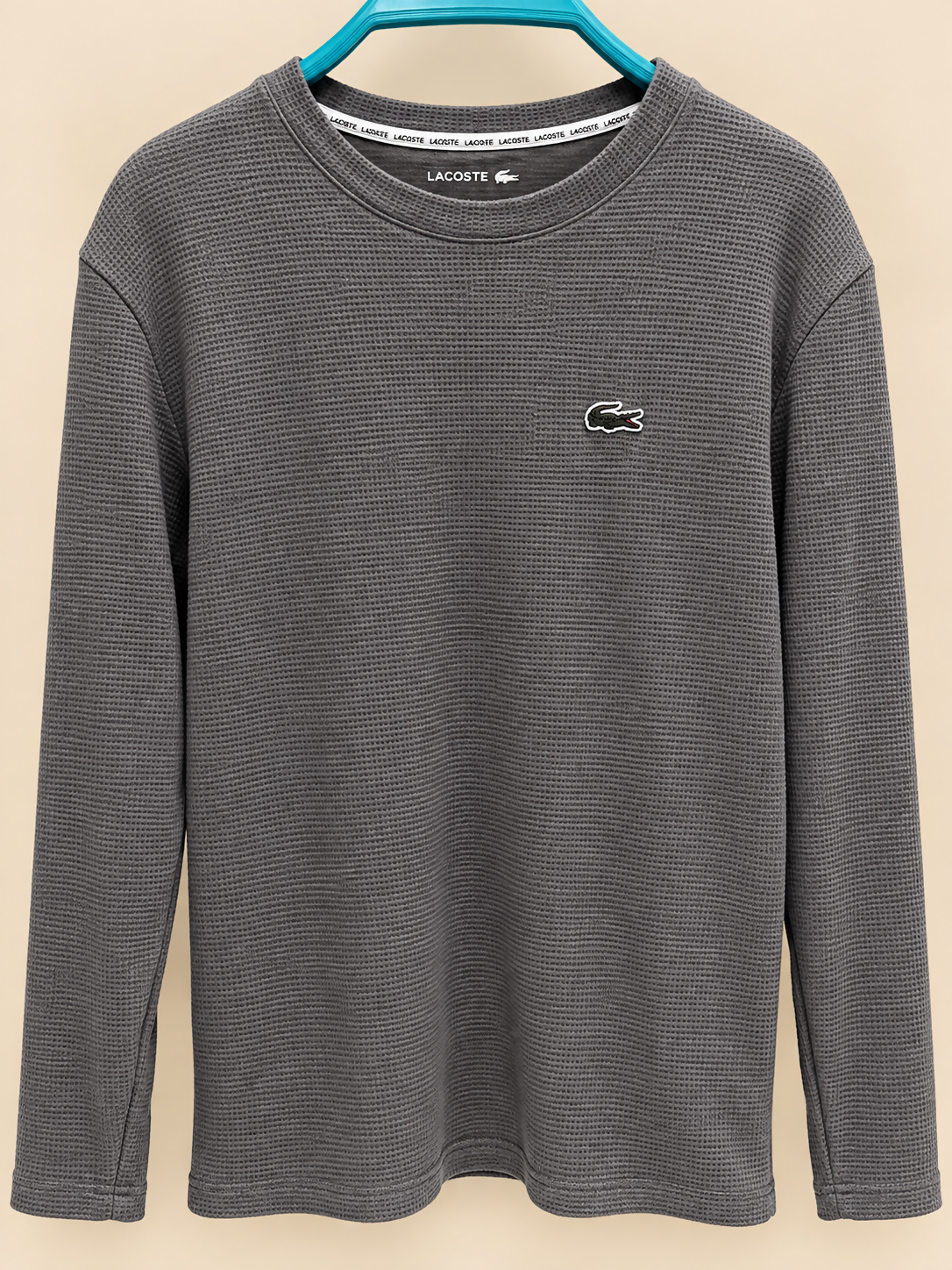 Lacoste Men’s Waffle-Knit Long-Sleeve Shirt – Small