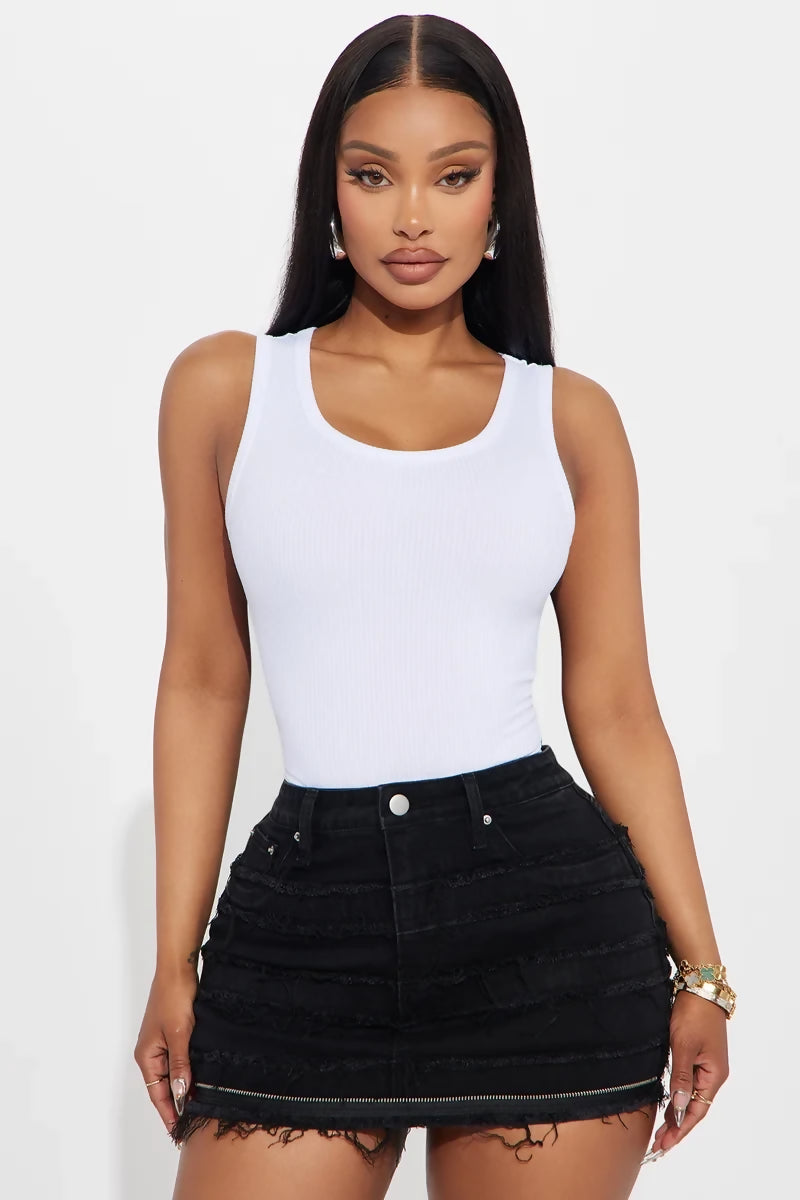 Fashion Nova White Scoop Neck Tank Top