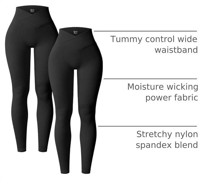 Women's Yoga Leggings Ribbed Seamless Workout High Waist Cross Over Athletic Exercise Leggings