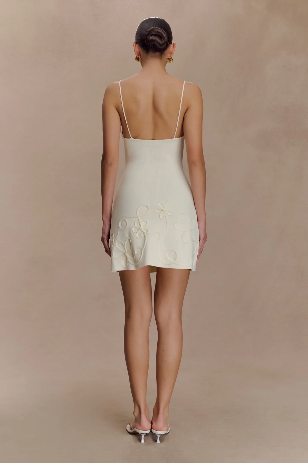 Meshki Brullo Embroidery Knit Mini Dress - Ivory