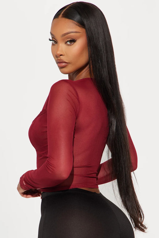 FashionNova Heather Mesh Long Sleeve Top