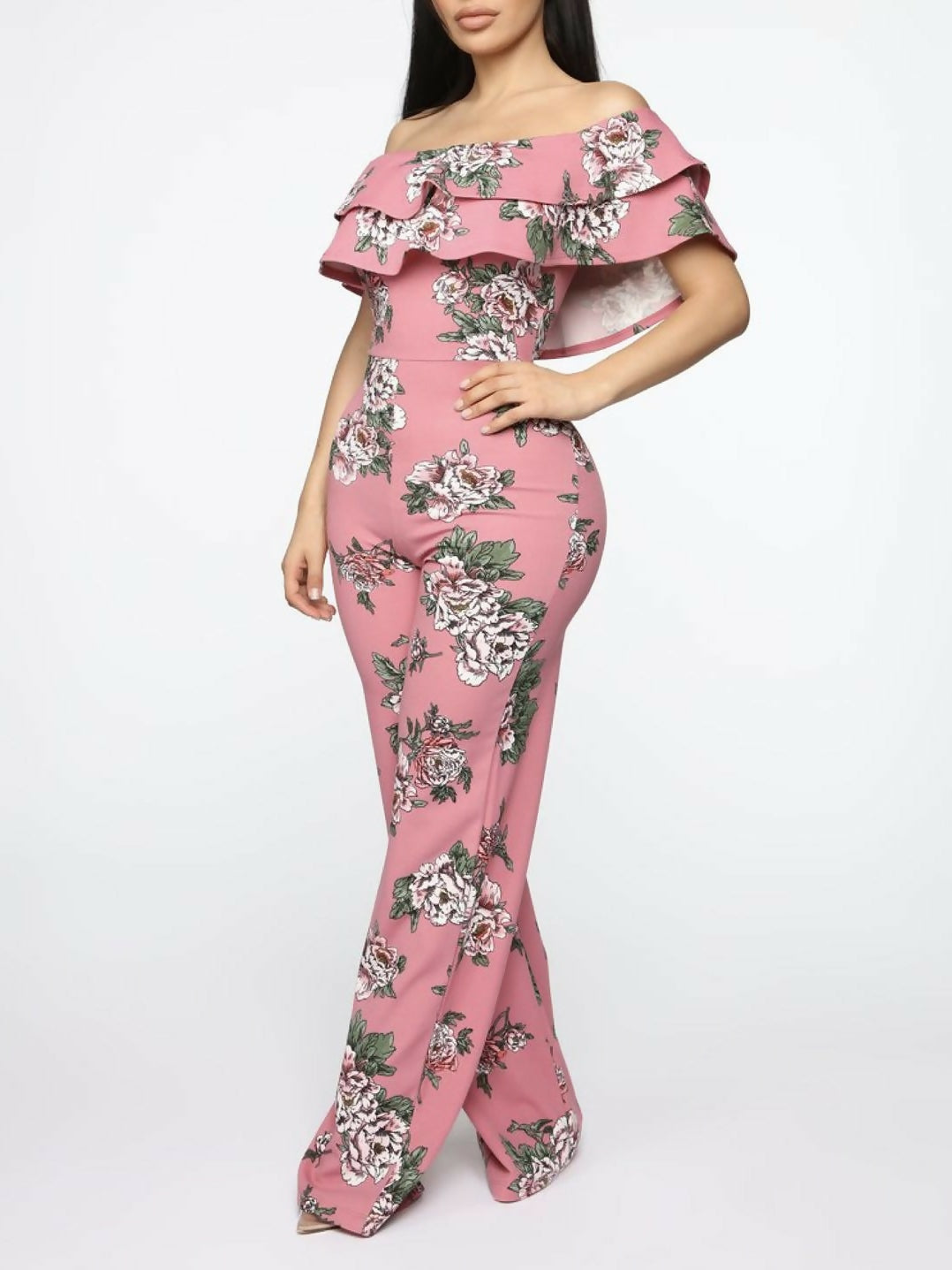 (NEW) Fashion Nova Floral Off-Shoulder Jumpsuit