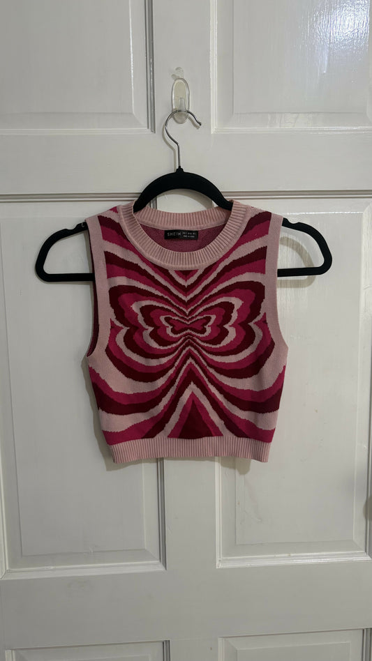 Butterfly Cropped Knit Tank Top