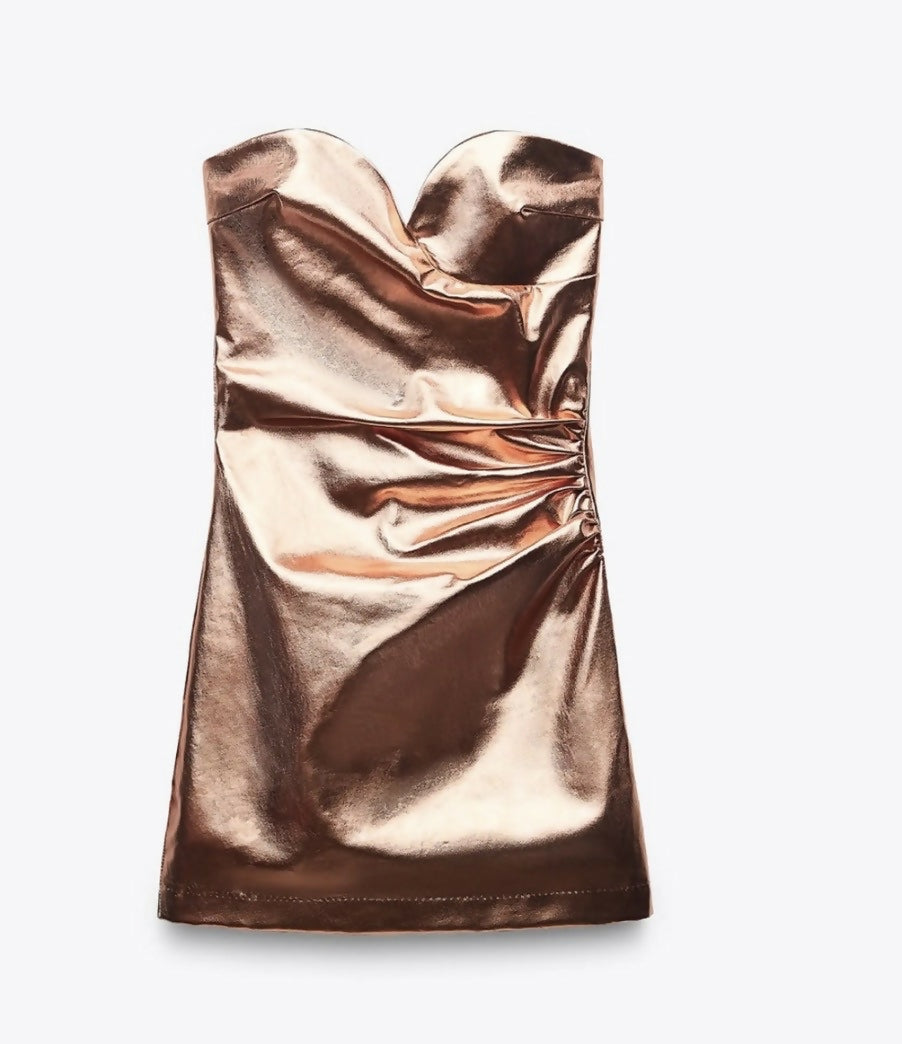 Zara Strapless Metallic Mini Dress / Playsuit