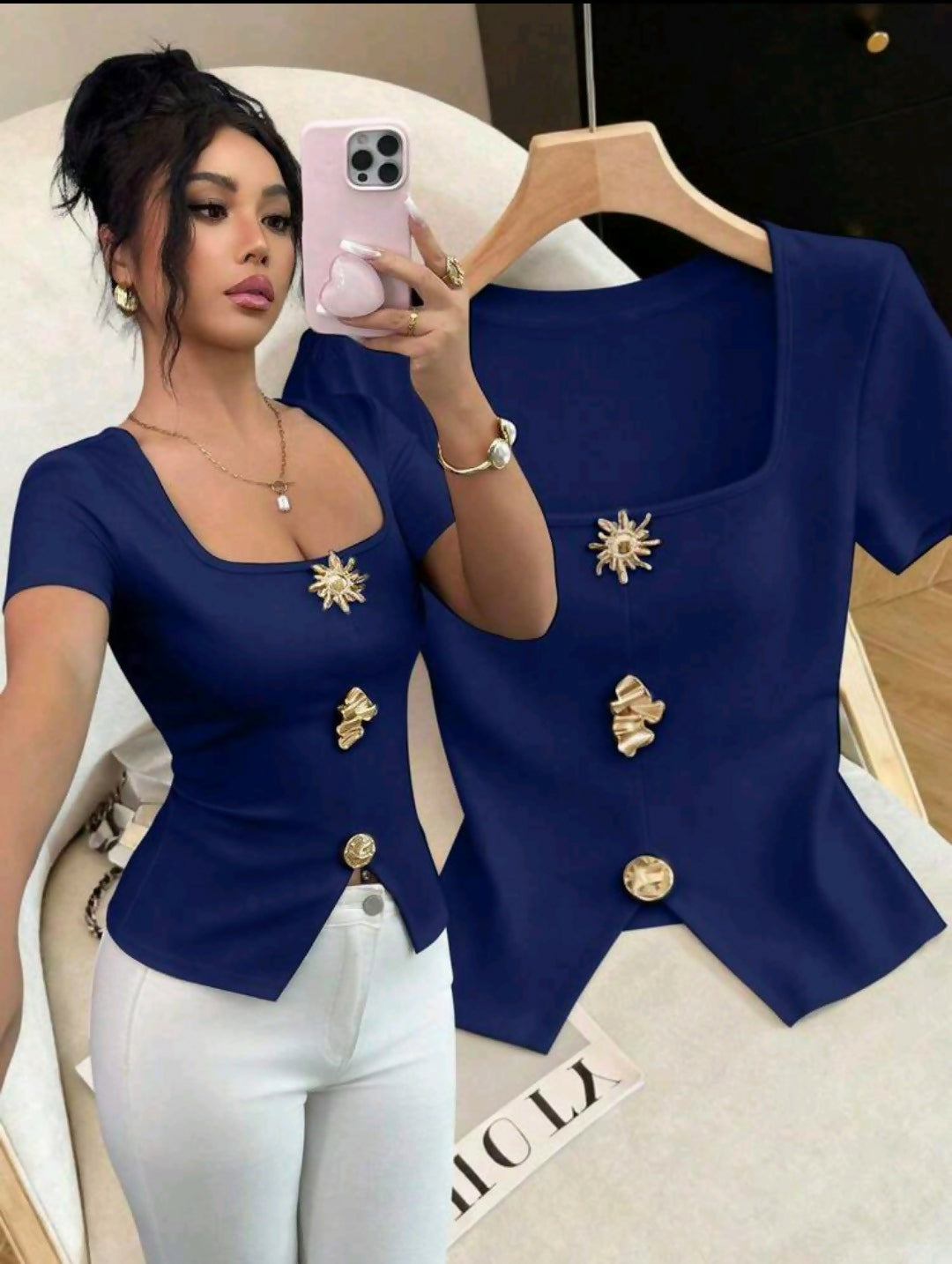 Elegant Square Neck Top