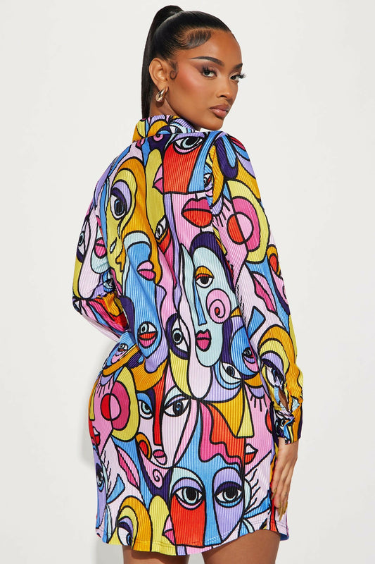 FashionNova Plissè Abstract Dress