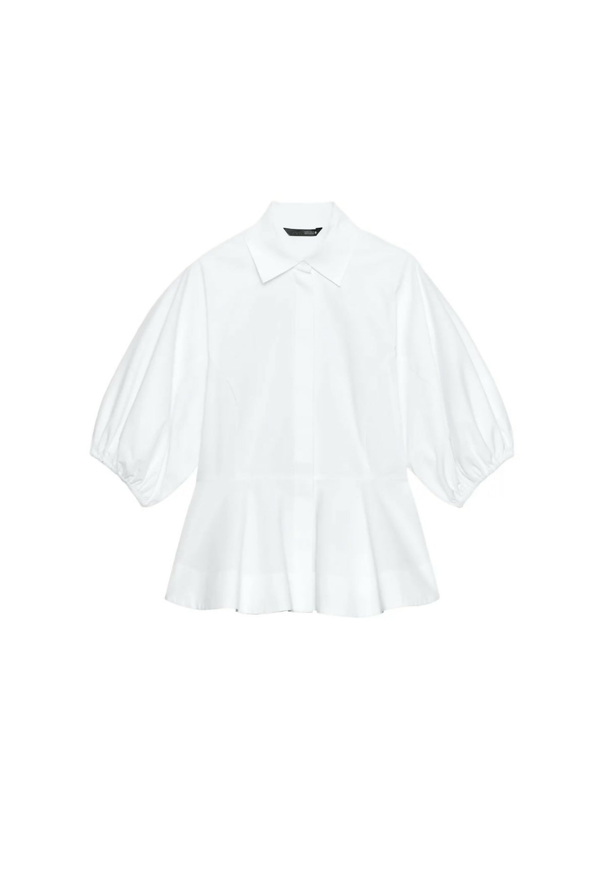 ZARA PEPLUM SHIRT WITH PUFF SLEEVES