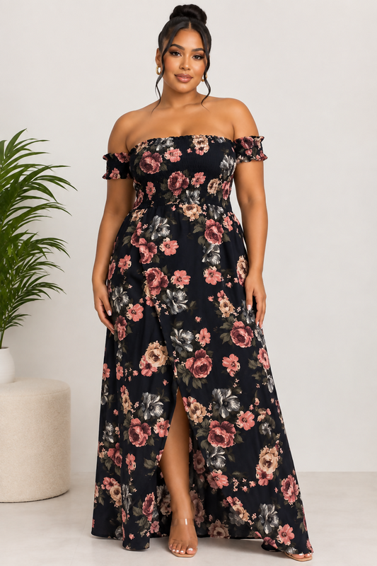 Floral Off Shoulder Maxi Dress