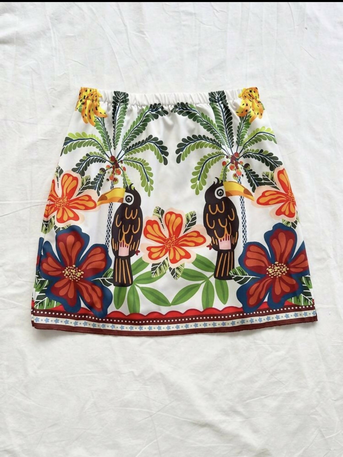 Soleia Tropical print wrap skirt