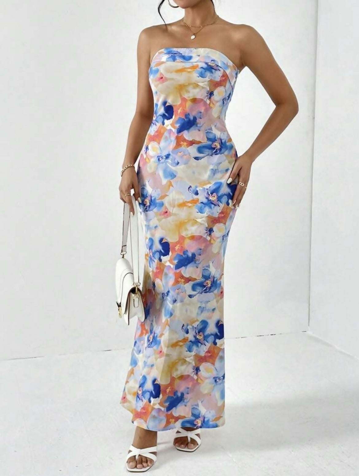 Multicolor backless dress