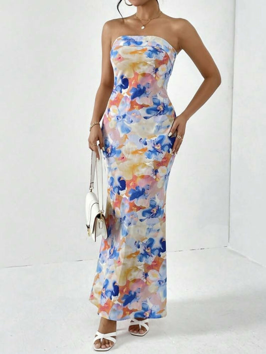 Multicolor backless dress