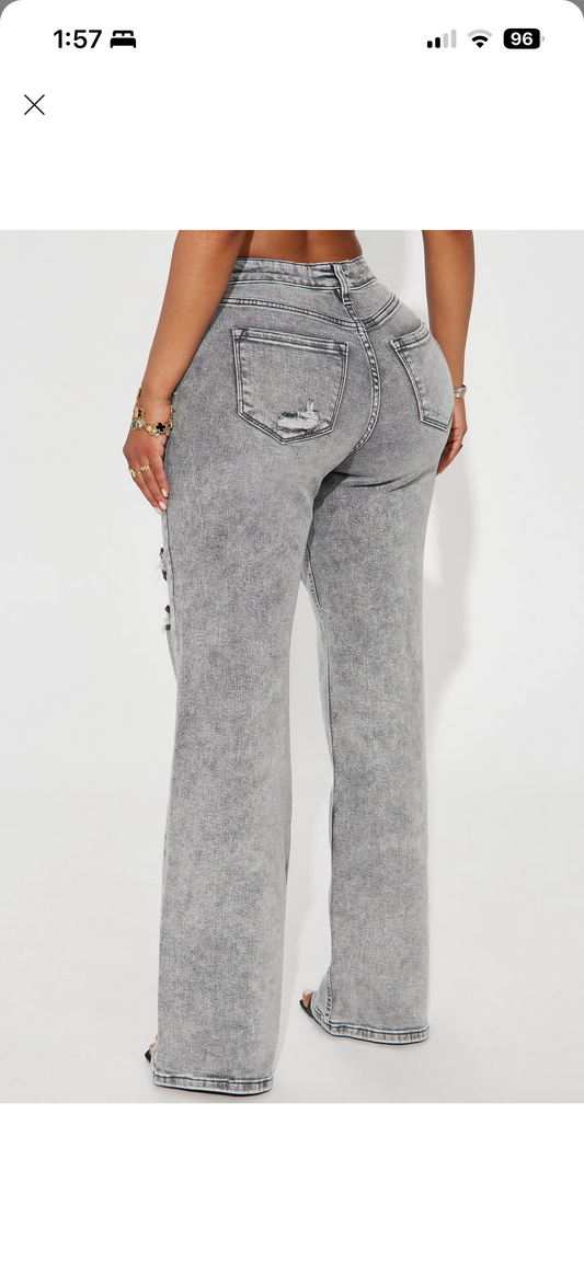Fashion Nova ripped stretch baggy jeans