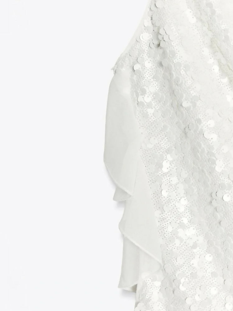 (NEW) Zara Sequinned Ruffle Mini Dress