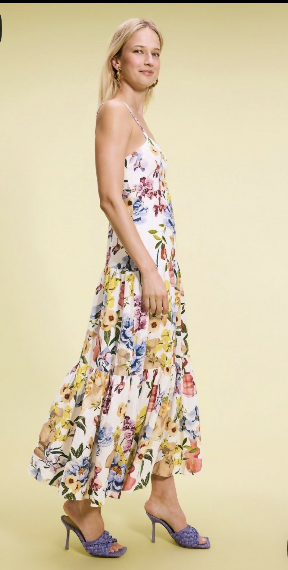 FARM Rio Greek Garden Floral Linen-Blend Maxi Dress