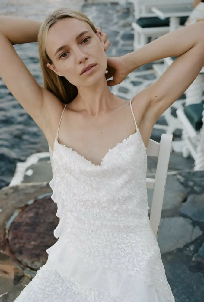 (NEW) Zara Sequinned Ruffle Mini Dress