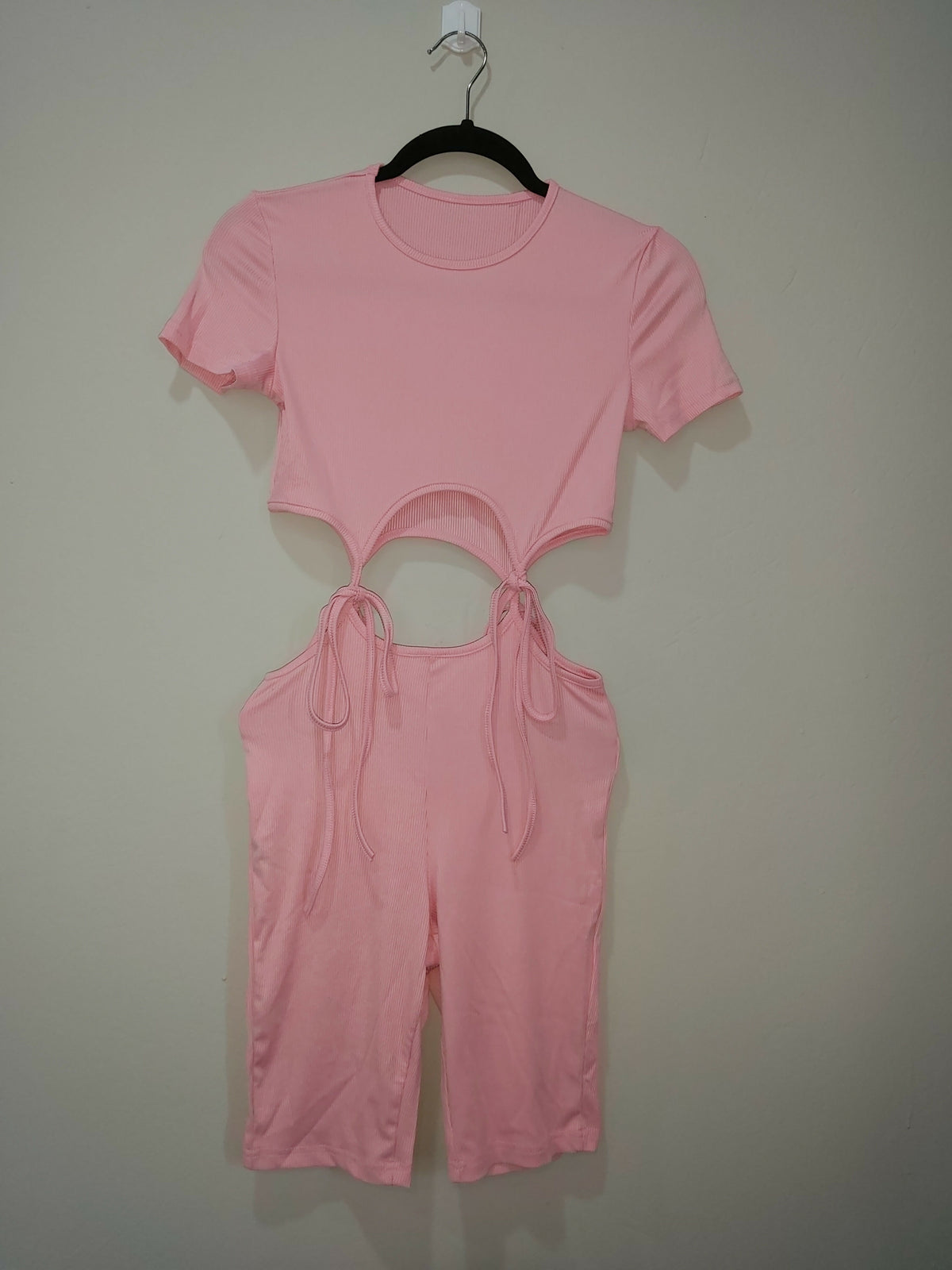 Pink Tie Cutout Jumpsuit