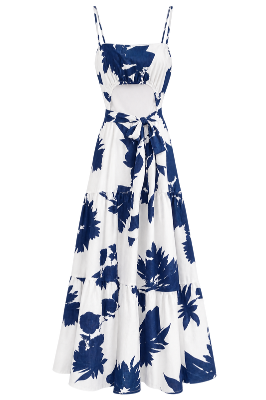 Navy & White Floral Maxi Dress