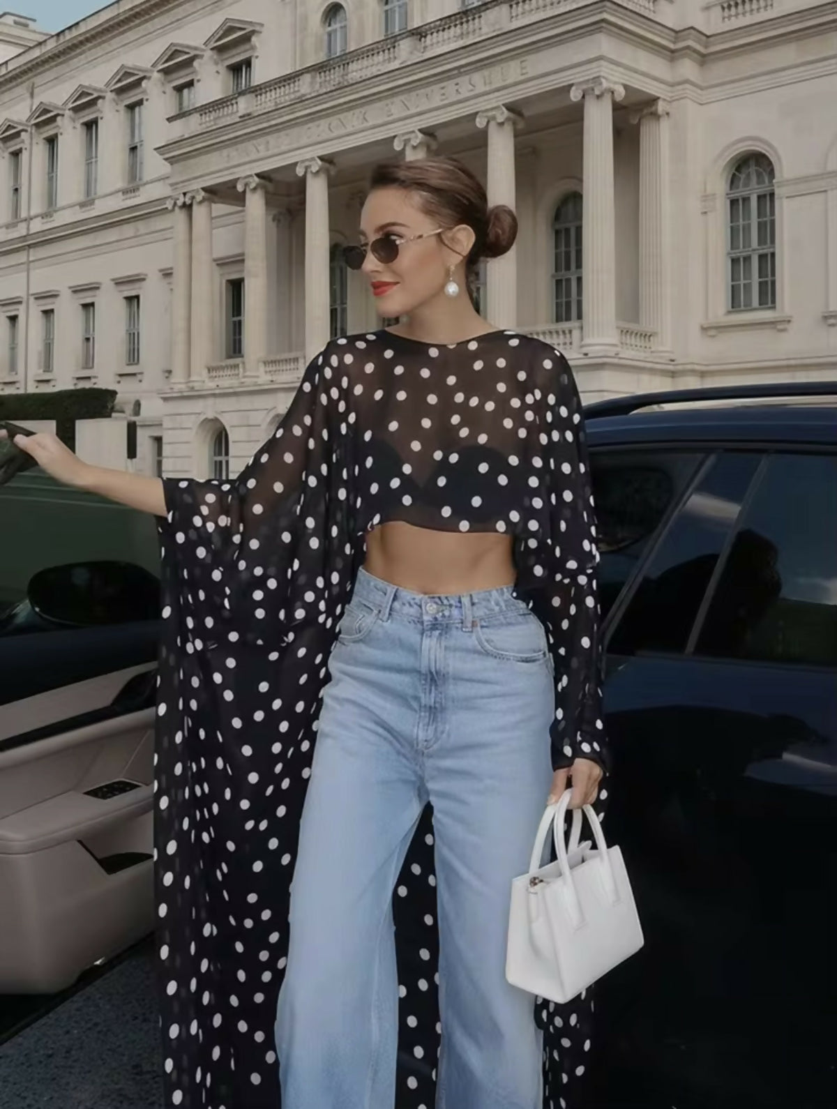 (NEW) Shein Asymmetric Hem Polka Dot Top
