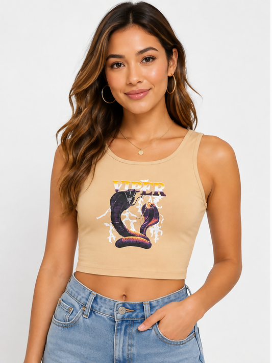 Viper Snake Graphic Crop Tank Top