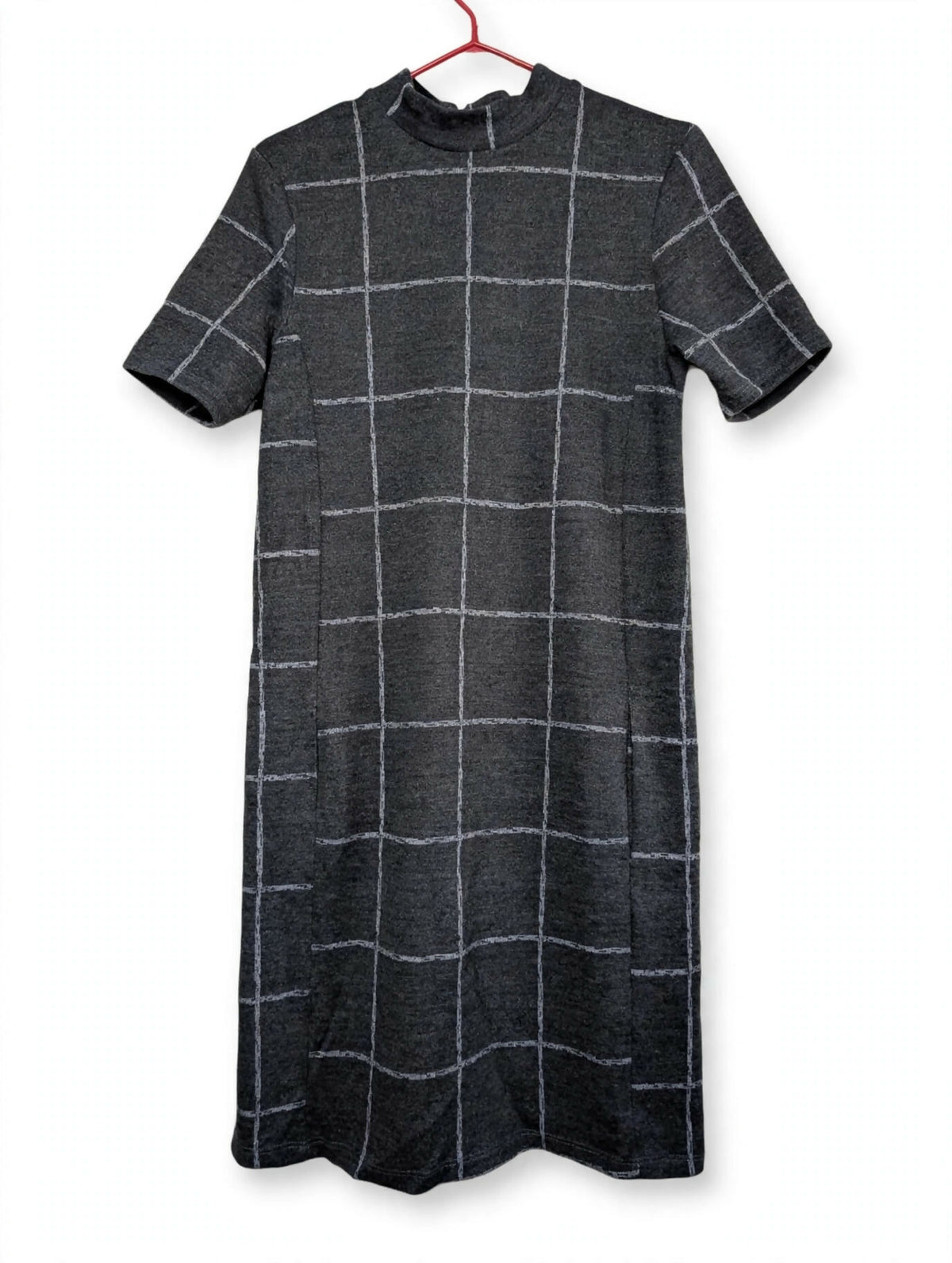 Warehouse Grid Print Mock Neck Dress