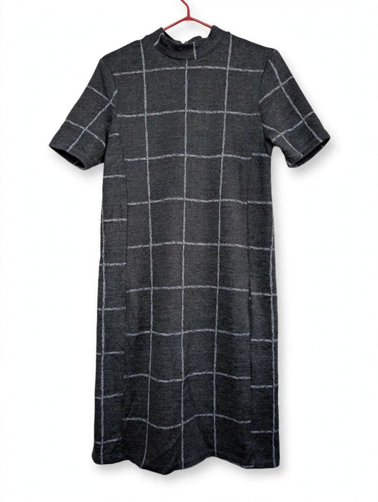 Warehouse Grid Print Mock Neck Dress
